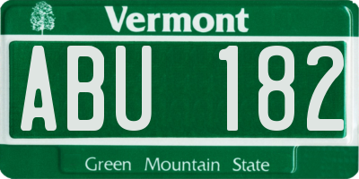 VT license plate ABU182