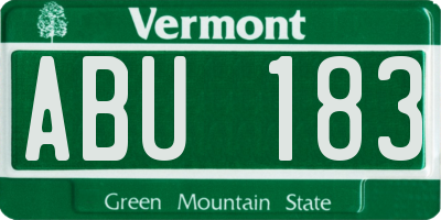 VT license plate ABU183