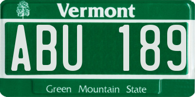 VT license plate ABU189