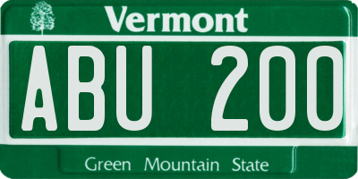 VT license plate ABU200