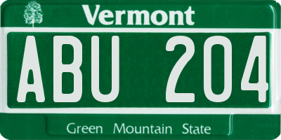 VT license plate ABU204