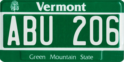 VT license plate ABU206
