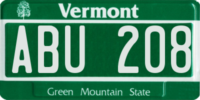 VT license plate ABU208