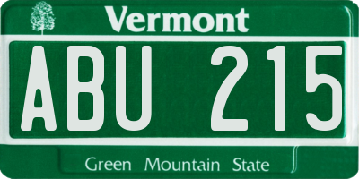 VT license plate ABU215