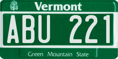 VT license plate ABU221