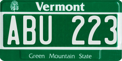 VT license plate ABU223
