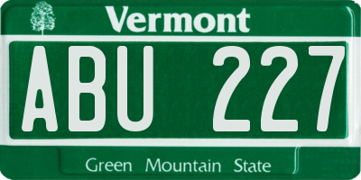 VT license plate ABU227