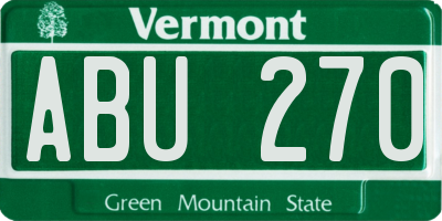 VT license plate ABU270
