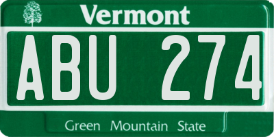VT license plate ABU274