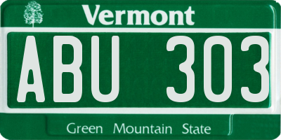 VT license plate ABU303