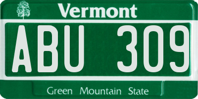 VT license plate ABU309