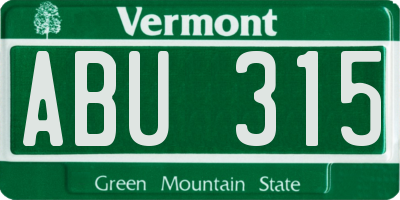 VT license plate ABU315