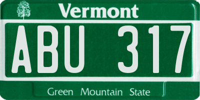 VT license plate ABU317