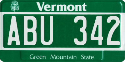 VT license plate ABU342