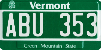 VT license plate ABU353