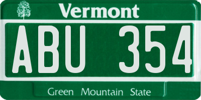 VT license plate ABU354