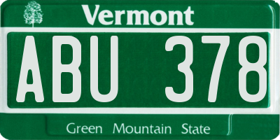 VT license plate ABU378