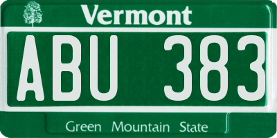 VT license plate ABU383