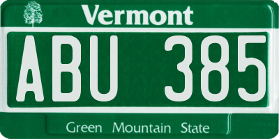 VT license plate ABU385