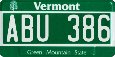 VT license plate ABU386
