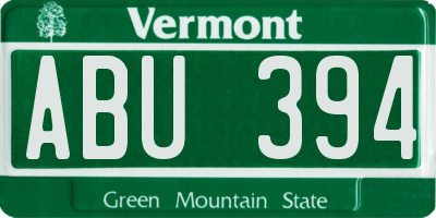 VT license plate ABU394