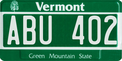 VT license plate ABU402