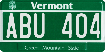 VT license plate ABU404