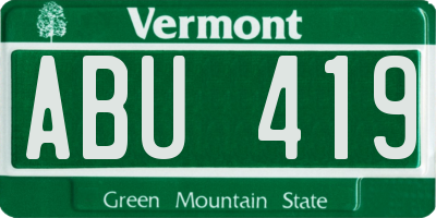 VT license plate ABU419
