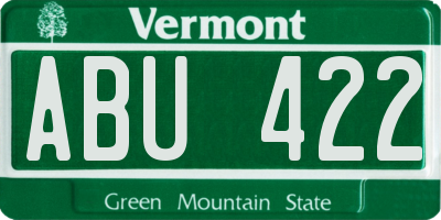 VT license plate ABU422