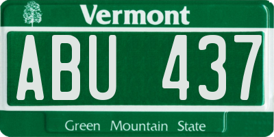 VT license plate ABU437