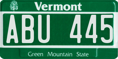 VT license plate ABU445