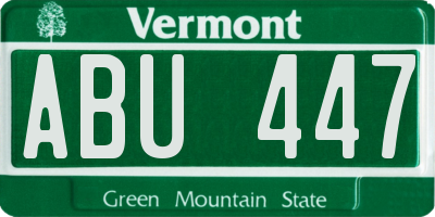 VT license plate ABU447