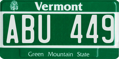 VT license plate ABU449