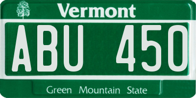 VT license plate ABU450