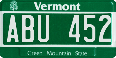 VT license plate ABU452