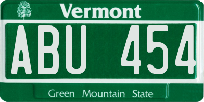 VT license plate ABU454