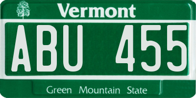 VT license plate ABU455
