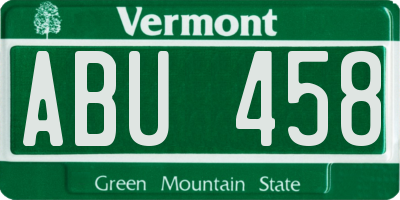 VT license plate ABU458