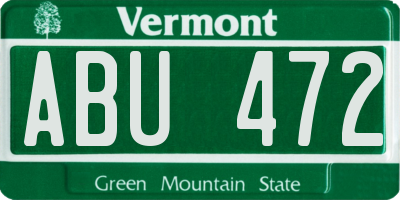 VT license plate ABU472
