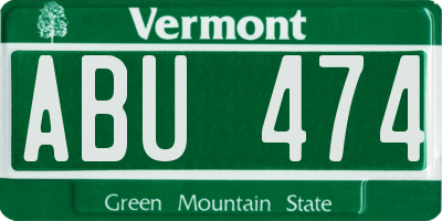 VT license plate ABU474
