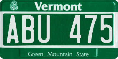 VT license plate ABU475