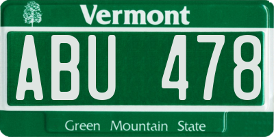 VT license plate ABU478