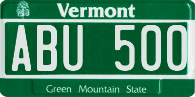 VT license plate ABU500