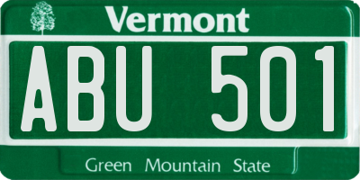VT license plate ABU501