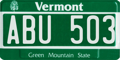 VT license plate ABU503
