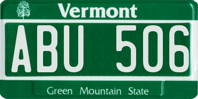 VT license plate ABU506