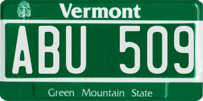 VT license plate ABU509