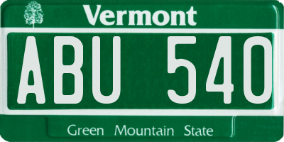 VT license plate ABU540