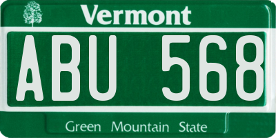 VT license plate ABU568