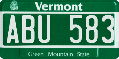 VT license plate ABU583